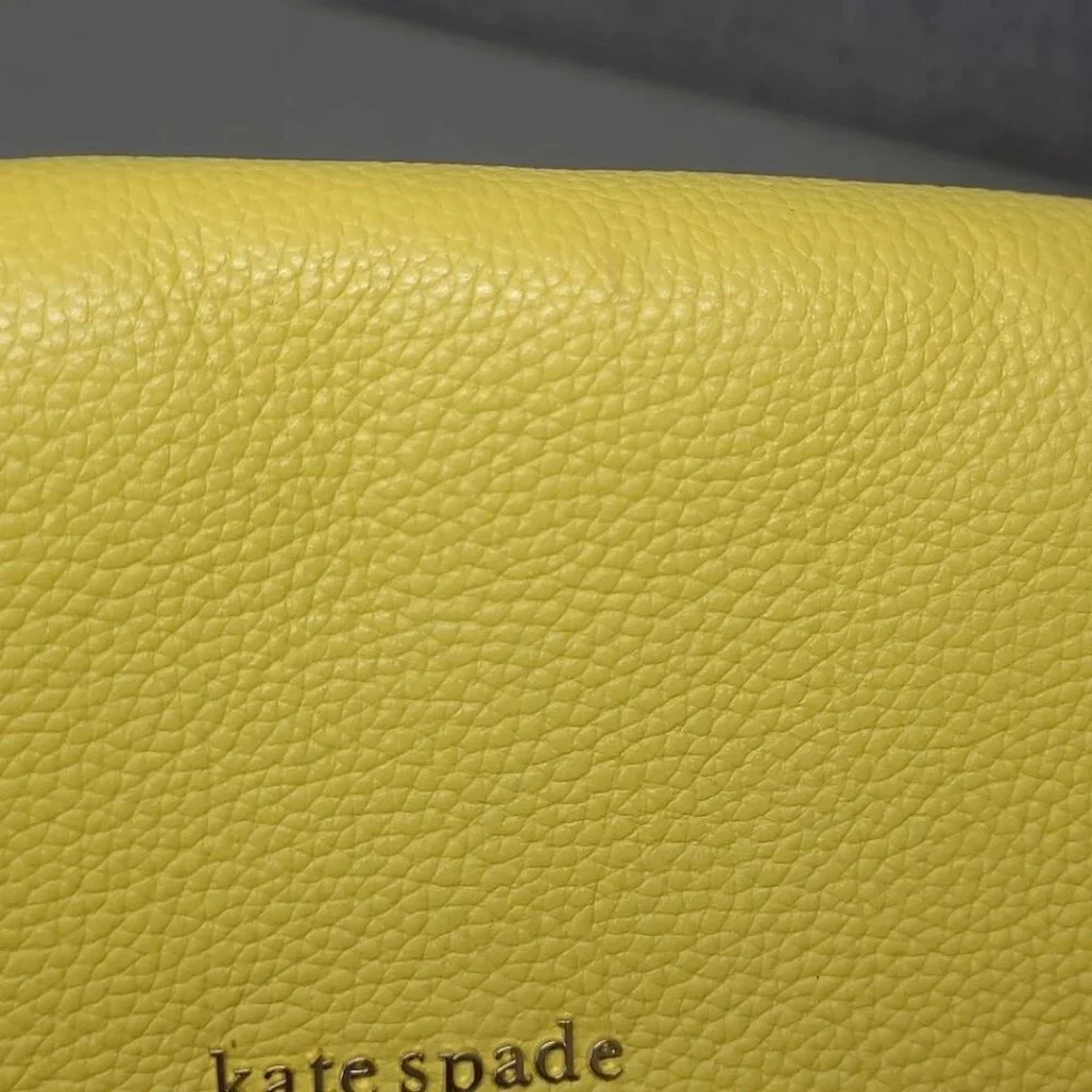 Kate Spade NY Yellow Leather 'Run Around Raffia' Dot Large Flap Crossbody Bag - Picture 11 of 17